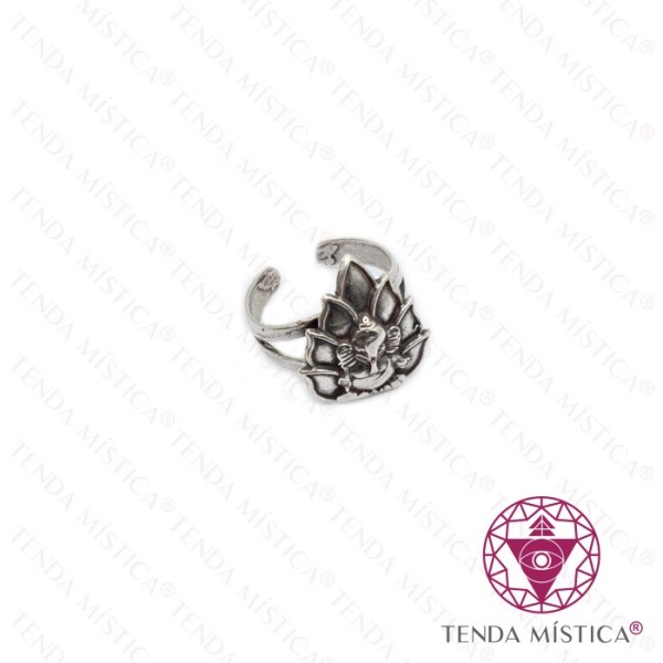 Anel Ajustável Prata Ganesha