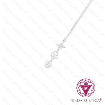 COLAR PRATA TRIPLA PROTEÇÃO TETRAGRAMATON 11MM & S. BENTO