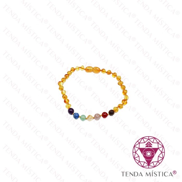 Pulseira Âmbar Baroque 7 Chakras 21cm