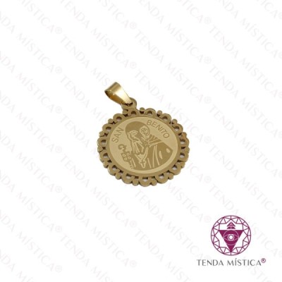 MEDALHA S.BENTO AÇO DOURADA 2.5CM