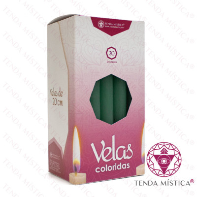 VELAS 20CM VERDE 20 UNID