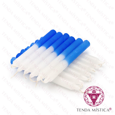 VELAS 15CM BRANCO/AZUL 1 KG