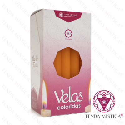 VELAS 20CM LARANJA 20 UNID