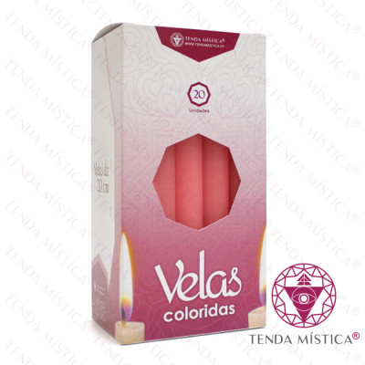 VELAS 20CM ROSA 20 UNID