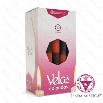 VELAS 20CM PRETO/VERMELHO 20UNID