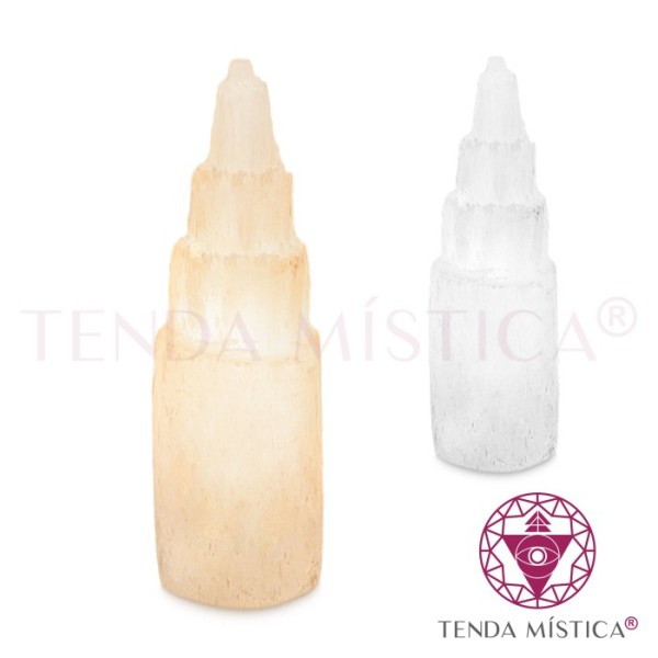 Selenite Candeeiro Torre 35cm