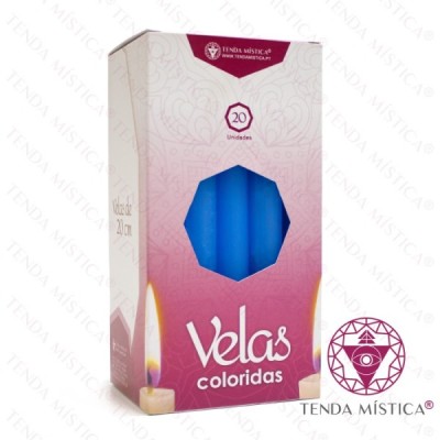 VELAS 20CM AZUL CLARO 20 UNID