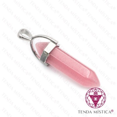 PENDENTE 2 PONTAS OLHO GATO ROSA