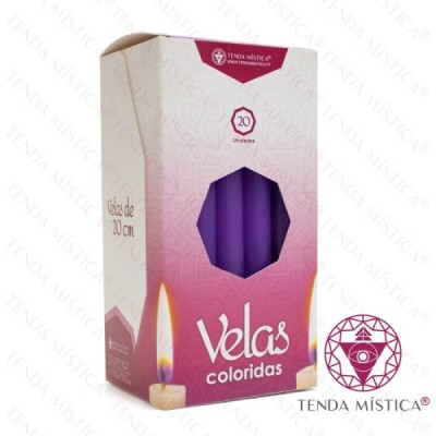 VELAS 20CM ROXA 20UNID