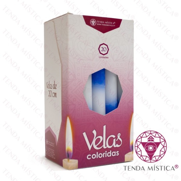 Velas 20cm Brancas e Azuis