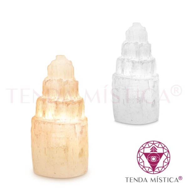 Selenite Candeeiro Torre 15cm