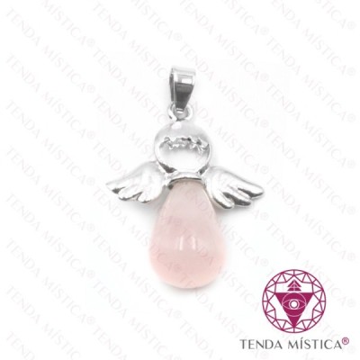 PENDENTE ANJO QUARTZO ROSA