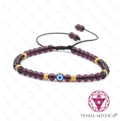 PULSEIRA AMETISTA OLHO TURCO AJUSTAVEL