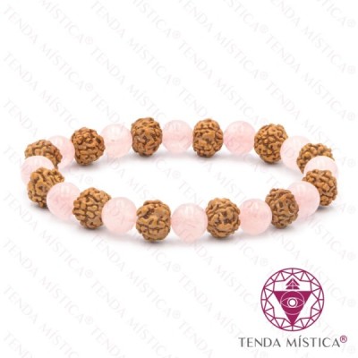 PULSEIRA RUDRAKSHA QUARTZO ROSA 8MM