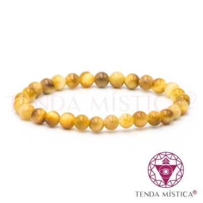 PULSEIRA OLHO TIGRE AMARELO 6MM