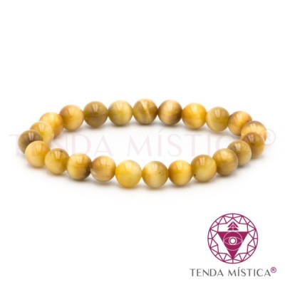 PULSEIRA OLHO TIGRE AMARELO 8MM