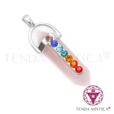 PENDENTE CHAKRAS BALA QUARTZO ROSA