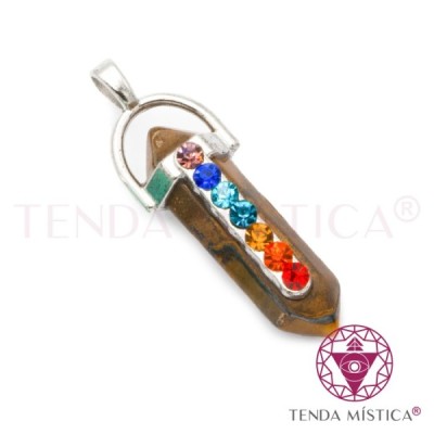 PENDENTE CHAKRAS BALA OLHO TIGRE