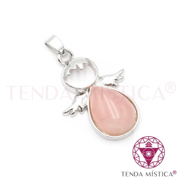 Pendente Anjo Lágrima Quartzo Rosa