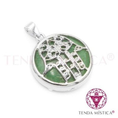PENDENTE BOLA MÃO FATIMA QUARTZO VERDE