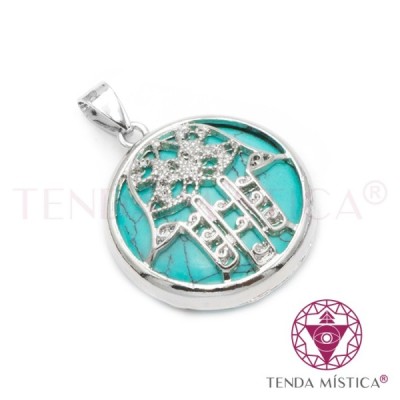 PENDENTE BOLA MÃO FATIMA TURQUESA