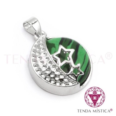 PENDENTE LUA ESTRELA MALAQUITA