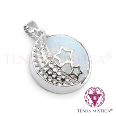 PENDENTE LUA ESTRELA OPALA