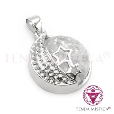 PENDENTE LUA ESTRELA QUARTZO CRISTAL