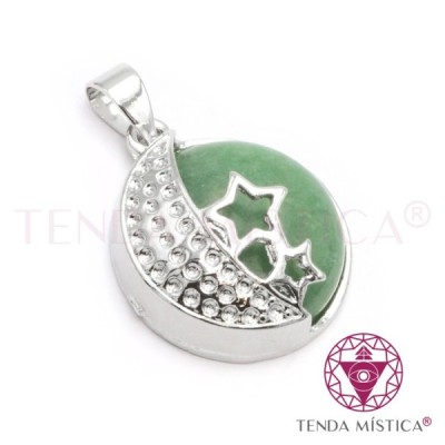 PENDENTE LUA ESTRELA QUARTZO VERDE