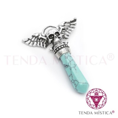 PENDENTE CETRO CAVEIRA TURQUESA