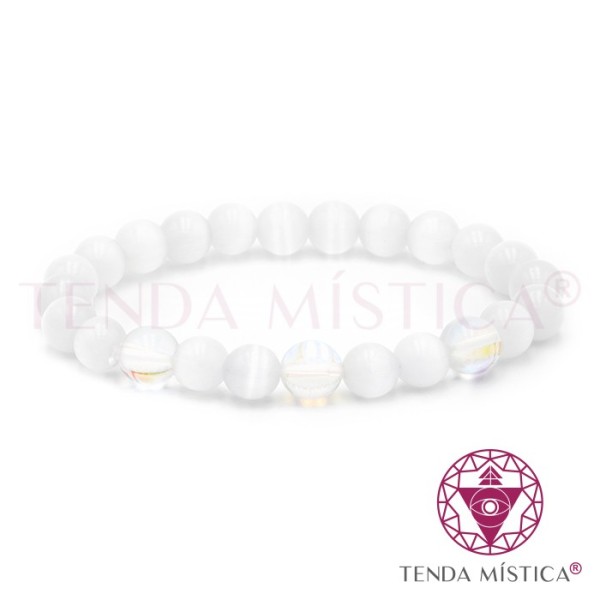 Pulseira Selenite + Angel Aura - 8mm