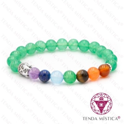PULSEIRA CHAKRAS QUARTZO VERDE 8MM