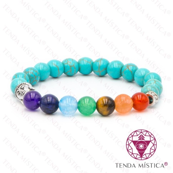 Pulseira Chakras Turquesa 8mm