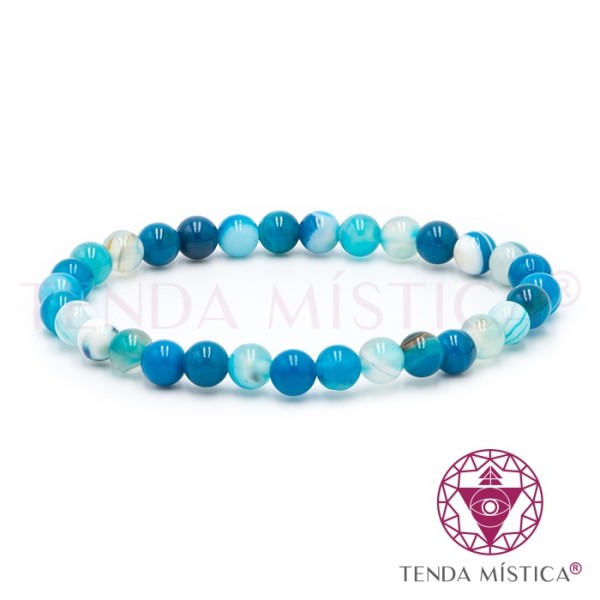 Pulseira Ágata Azul Natural 6mm
