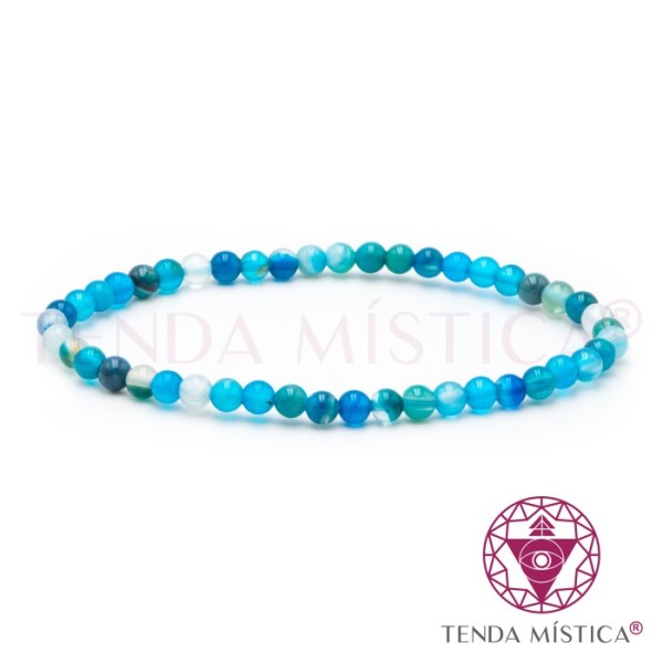 Pulseira Ágata Azul Natural 4mm