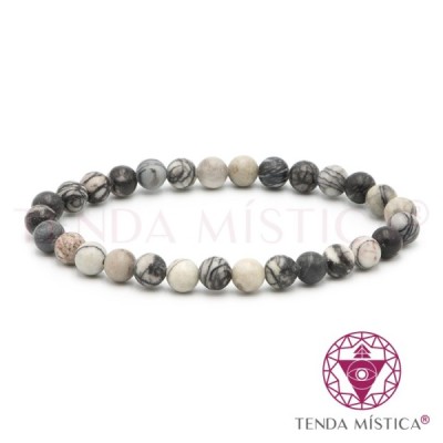PULSEIRA JASPE ZEBRA 6MM