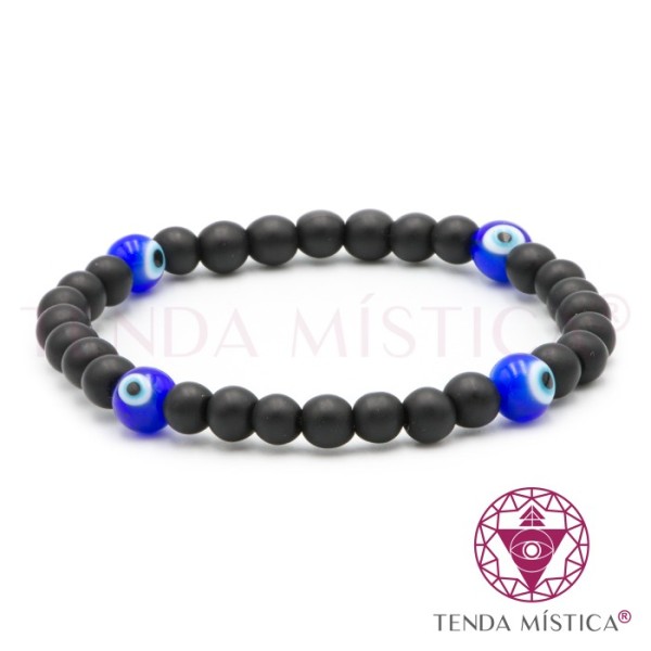 Pulseira Proteção Olho Turco e Ónix Matte