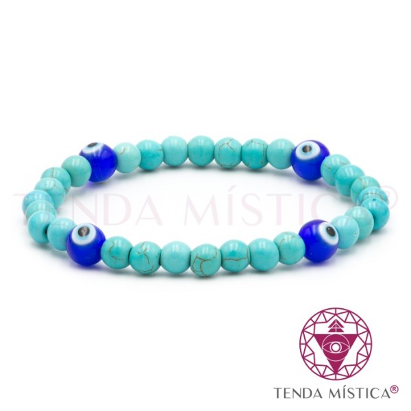 Pulseira Proteção Olho Turco e Turquesa