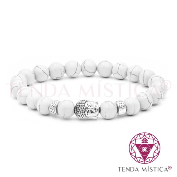 Pulseira Buddha Howlite Branca 8mm