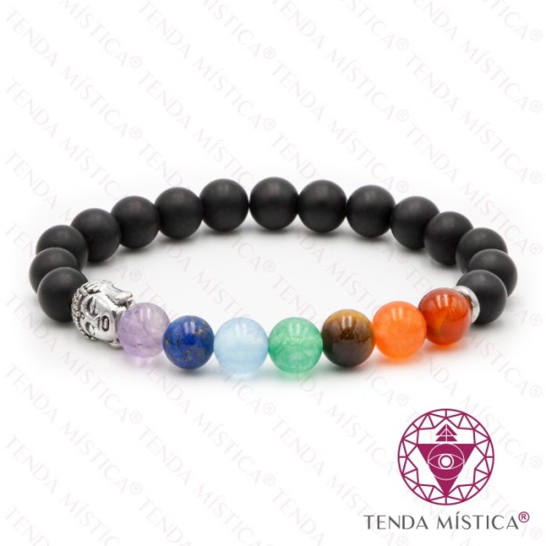 Pulseira Chakras Buddha Onix Mate 8mm
