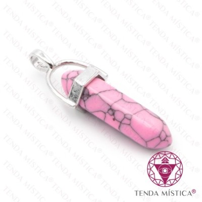 PENDENTE 2 PONTAS HOWLITE ROSA