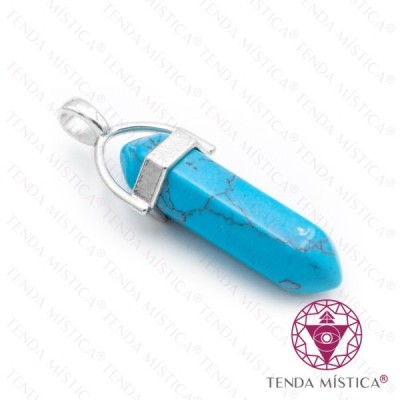 PENDENTE 2 PONTAS HOWLITE TURQUESA