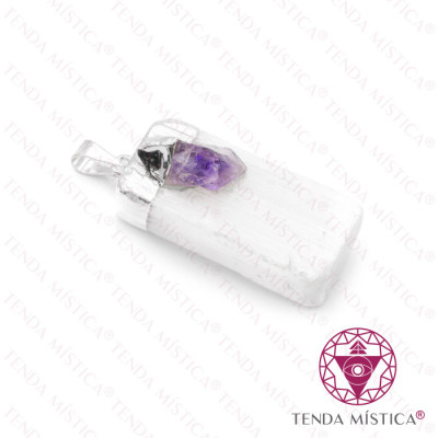 PEDRAS PENDENTE SELENITE PONTA AMETISTA