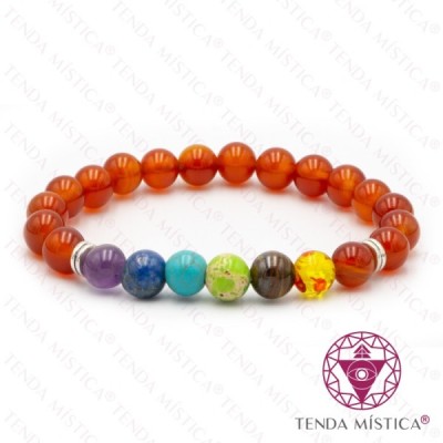 PULSEIRA CHAKRAS AGATA FOGO 8MM