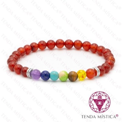 PULSEIRA CHAKRAS AGATA FOGO 6MM