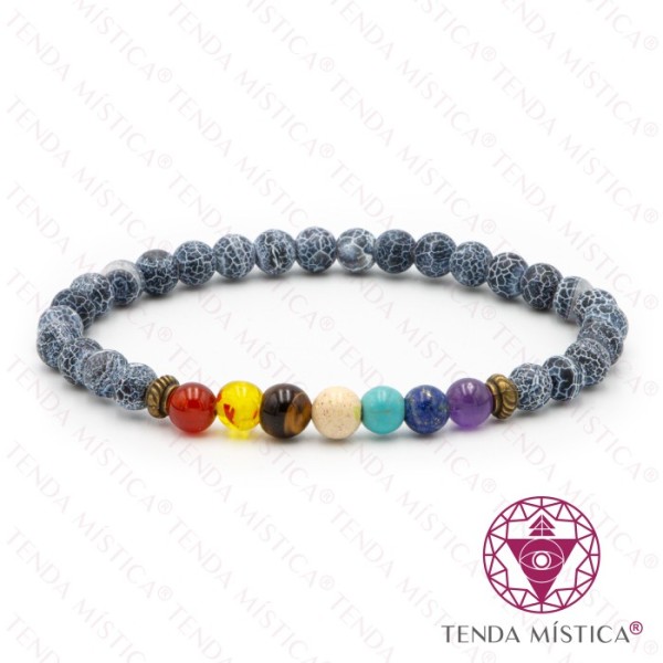 Pulseira Chakras Ágata Botswana 6mm