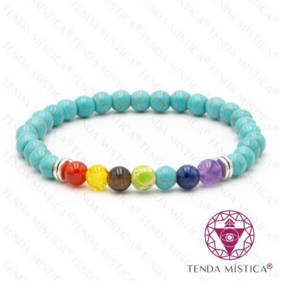 PULSEIRA CHAKRAS TURQUESA 6MM