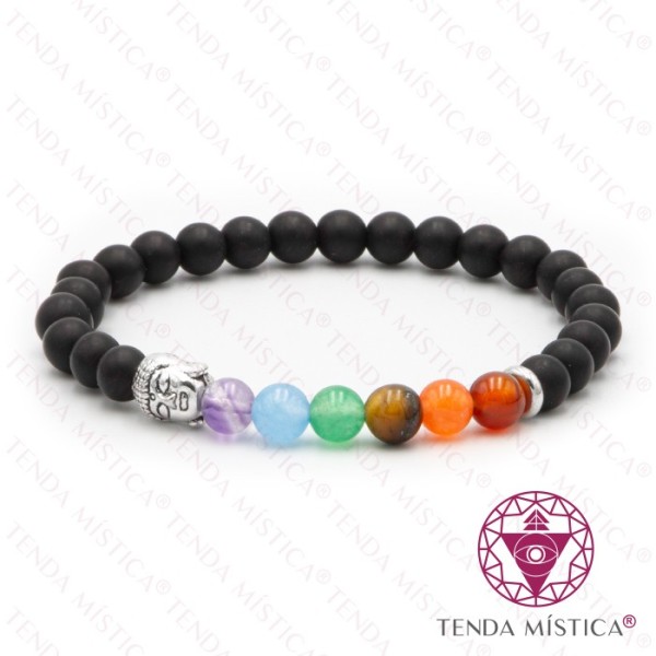 Pulseira Chakras Buddha Onix Mate 6mm