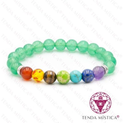 PULSEIRA CHAKRAS QUARTZO VERDE 8MM