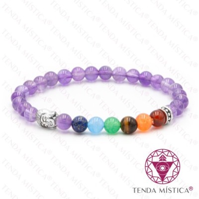 PULSEIRA CHAKRAS BUDA AMETISTA 6MM 